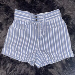 BDG High Waist Striped Blue Shorts